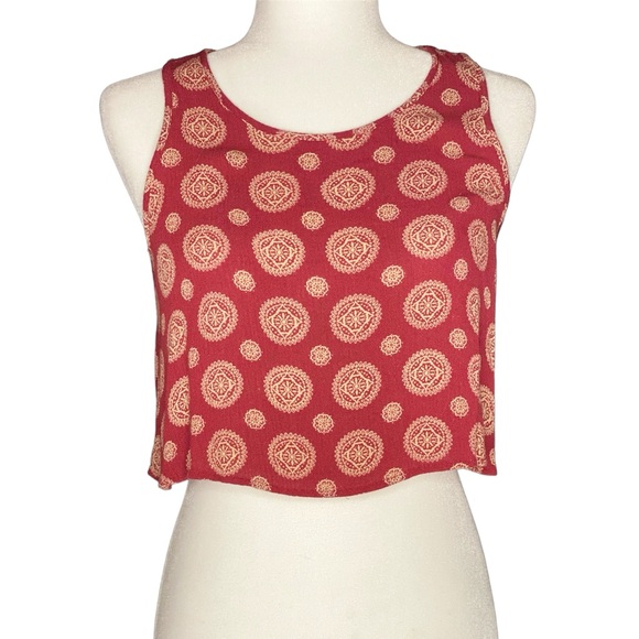 BOHEMIAN PRINT CROPPED TANK TOP W/ CUTOUT BACK · SIZE M - Picture 1 of 2